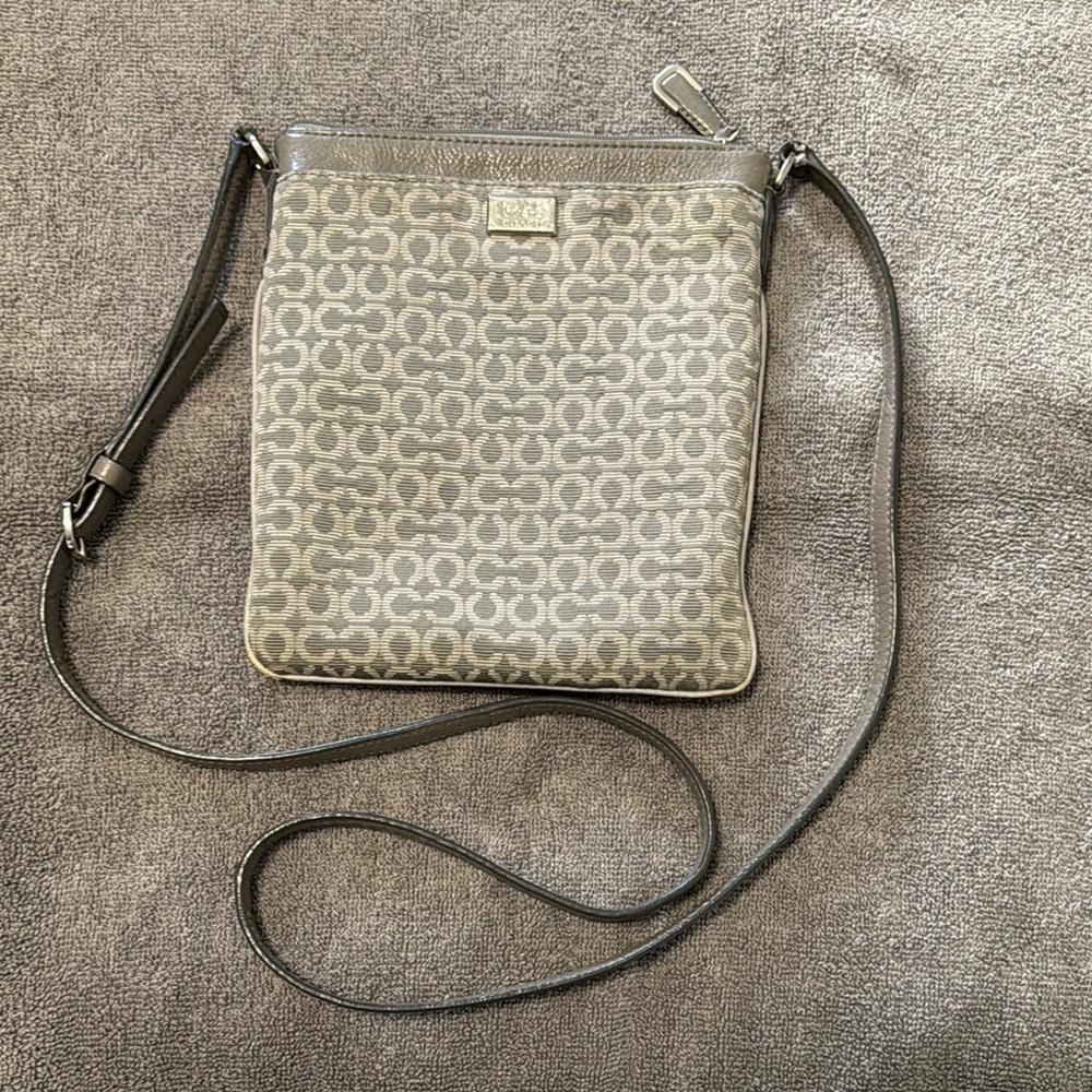 Coach Gray Crossbody Bag with Signature Monogram